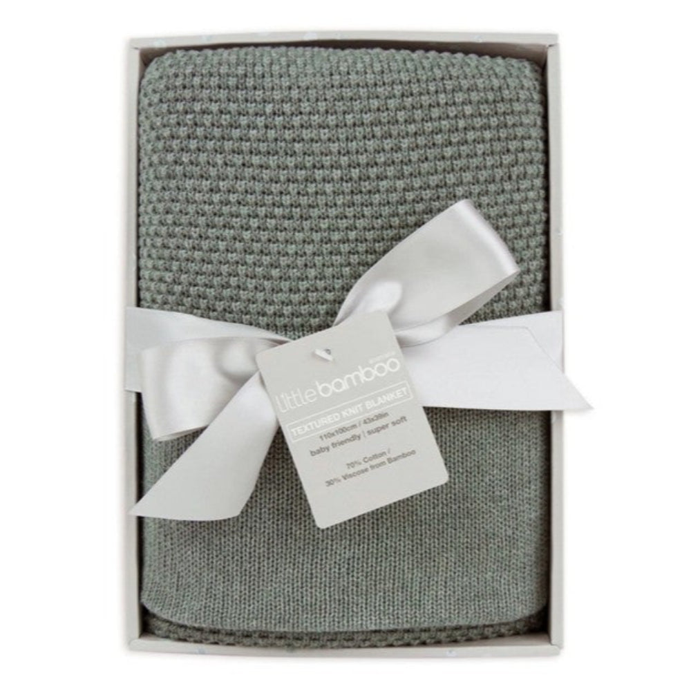 Little Bamboo Textured Knit Blanket - Whisper