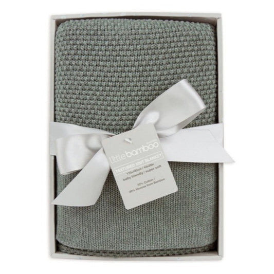 Little Bamboo Textured Knit Blanket - Whisper