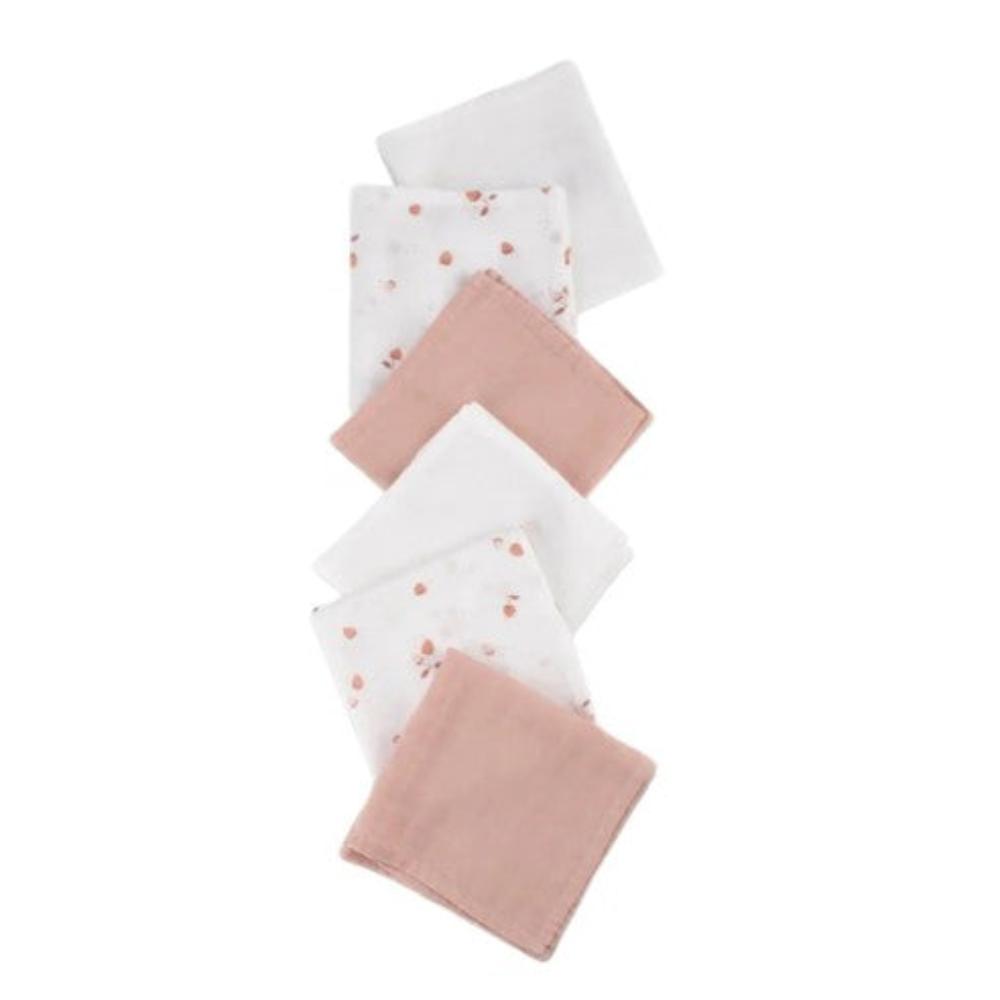 Little Bamboo Muslin Wash Cloths 6 Pk - Dusty Rose