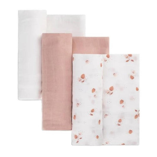 Little Bamboo Muslin Wraps 3 Pk - Dusty Rose