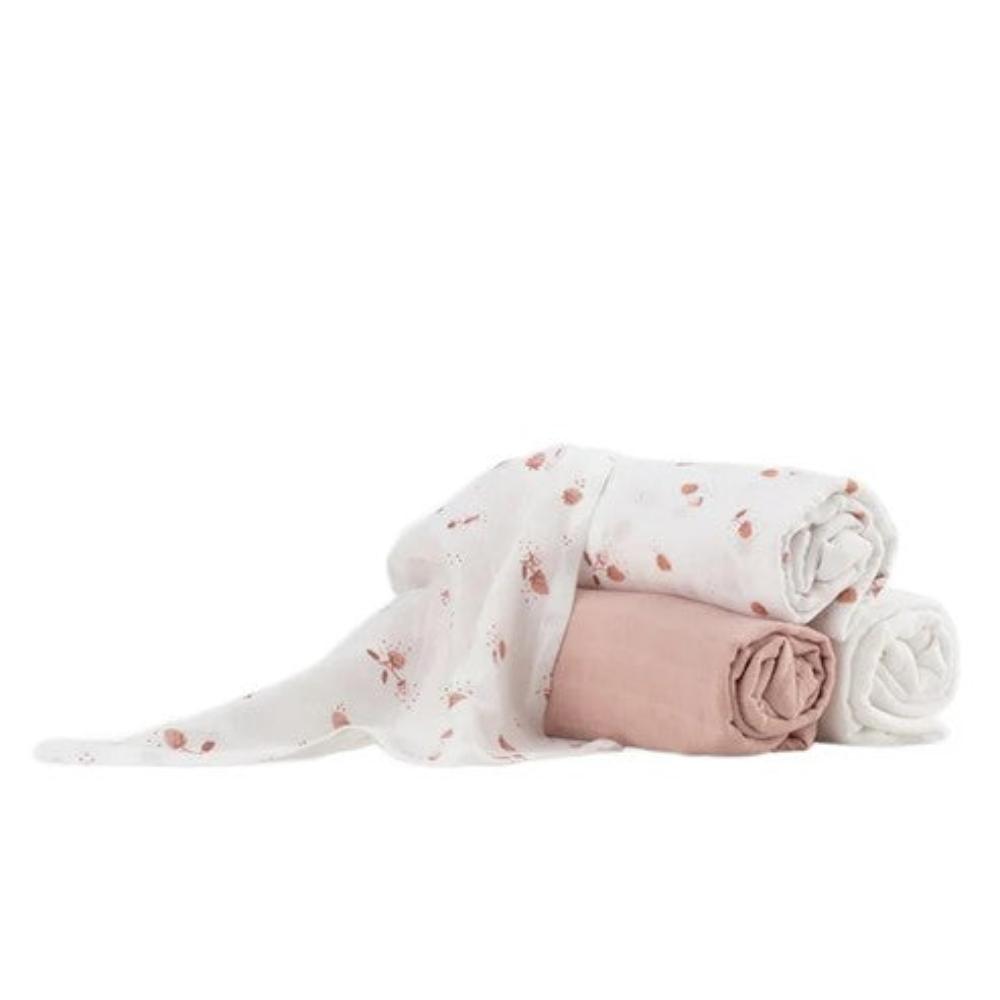 Little Bamboo Muslin Wraps 3 Pk - Dusty Rose