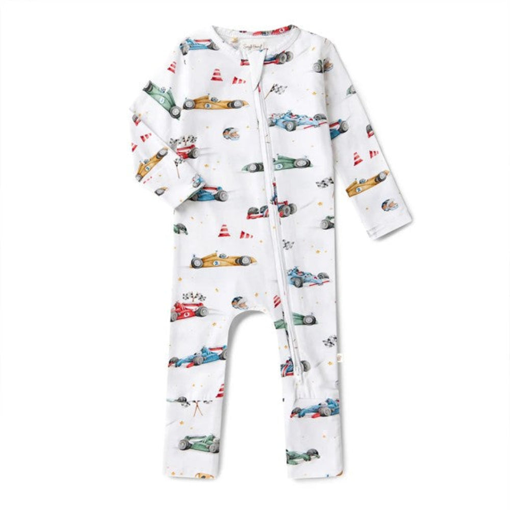 Snuggle Hunny Organic Snugglesuit Convertible Romper - Little Racers