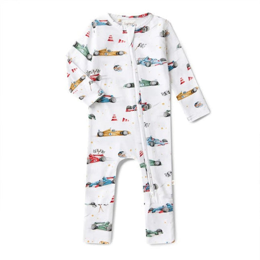 Snuggle Hunny Organic Snugglesuit Convertible Romper - Little Racers