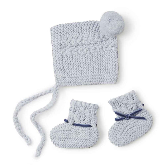 Snuggle Hunny Merino Wool Bonnet & Booties - Blue