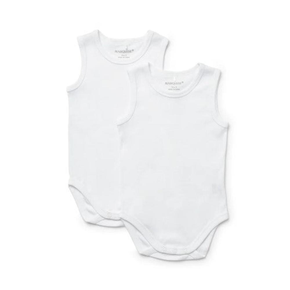 Marquise 2 Pk Sleeveless Bodysuit - White