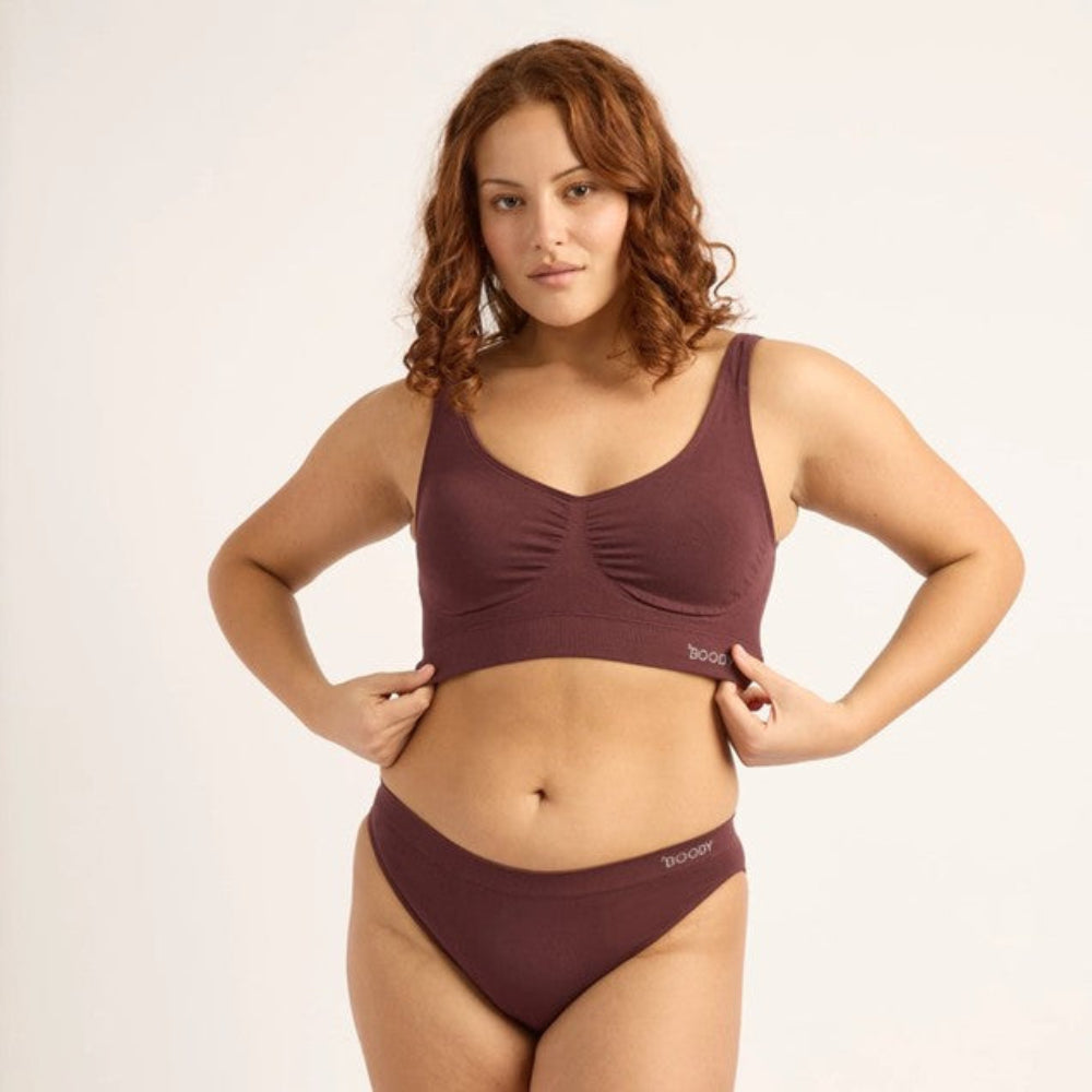Boody Seamfree Padded Crop Bra - Mulberry
