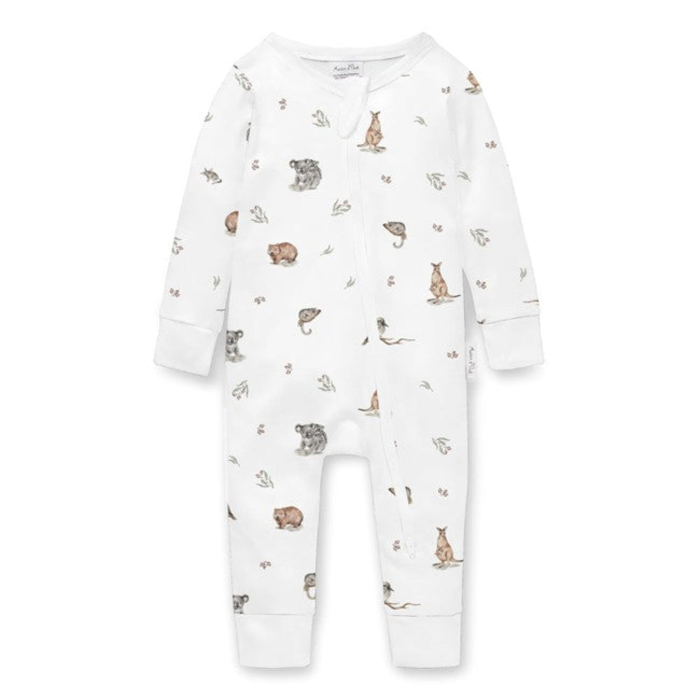 Aster + Oak Native Animals LS Zip Romper