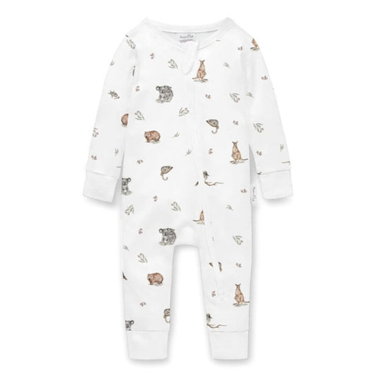 Aster + Oak Native Animals LS Zip Romper