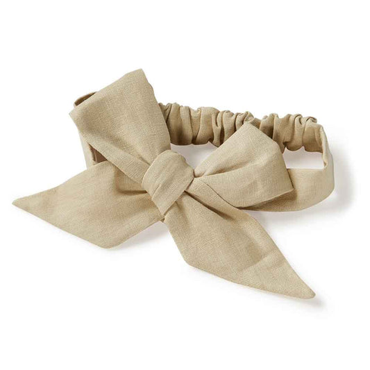 Snuggle Hunny Pre Tied Linen Bow - Natural