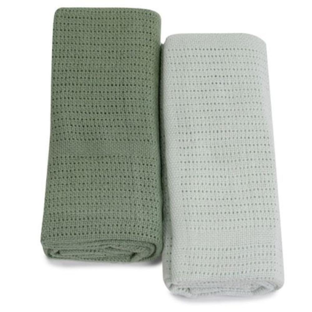 Bubba Blue Nordic Cellular Blanket Avocado/Forest 2 pk