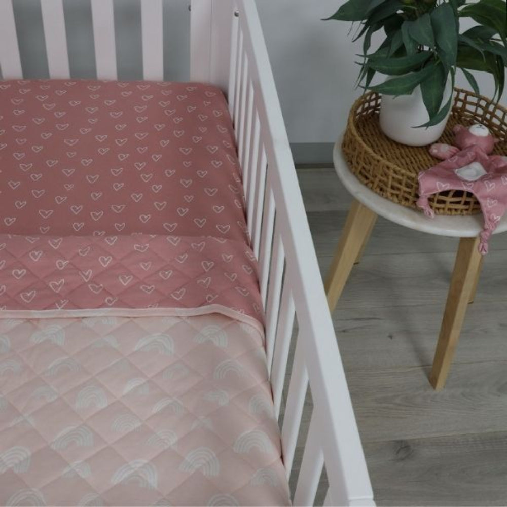 Bubba Blue Nordic Reversible Cot Quilt/Playmat Dusty Berry/Rose