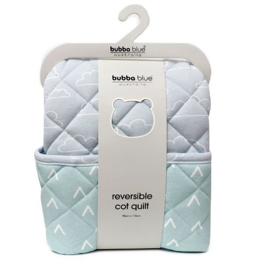 Bubba Blue Nordic Reversible Cot Quilt/Playmat Dusty Sky/Mint