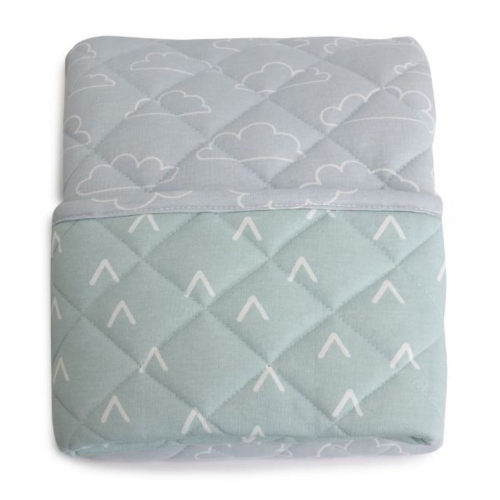 Bubba Blue Nordic Reversible Cot Quilt/Playmat Dusty Sky/Mint