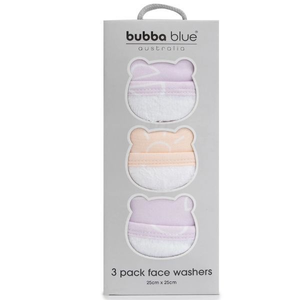 Bubba Blue Nordic Wash Cloths Dusty Peach/Lilac 3 pk