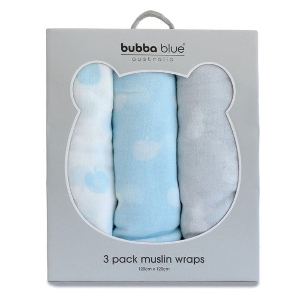 Bubba Blue Nordic Sorbet 3pk Muslin Wrap Apple/Pineapple