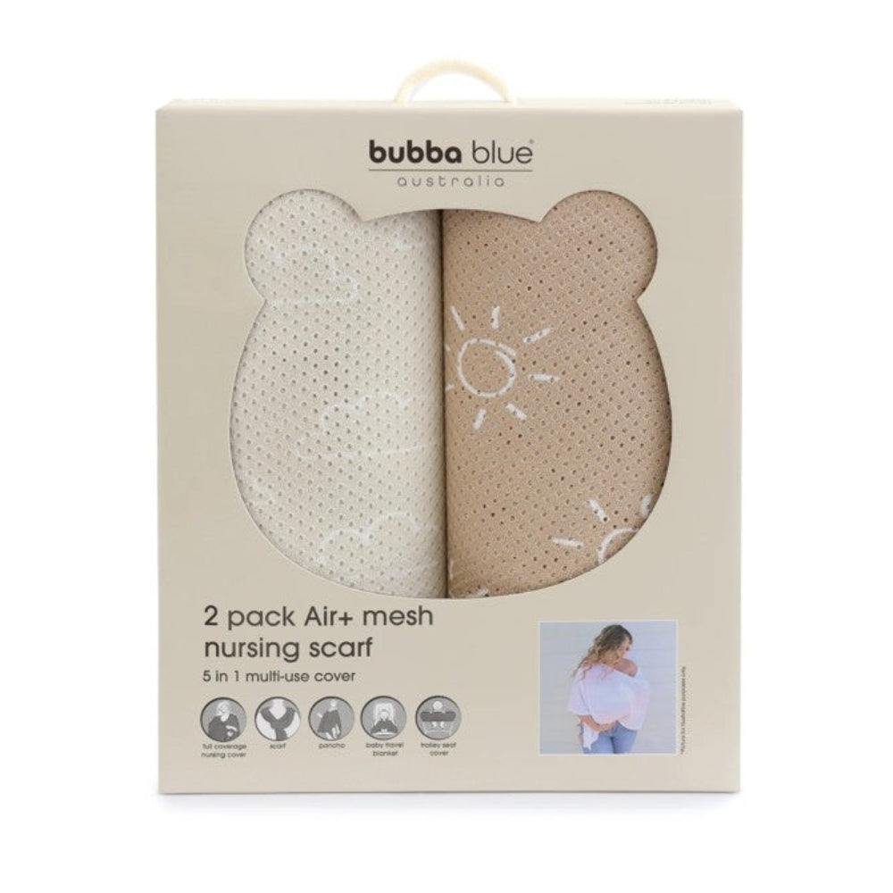 Bubba Blue Nordic Air+ Mesh Nursing Scarf 2pk - Sand/Chestnut