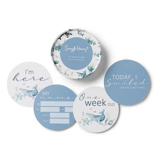 Snuggle Hunny Ocean and Indigo Reversible Milestone Cards