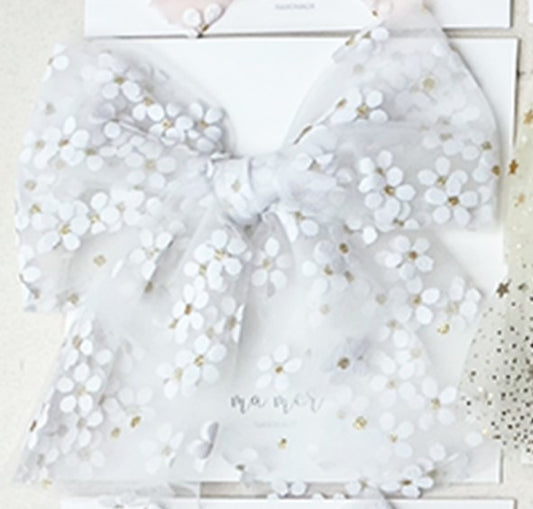 Ma Mer Valentina Bow Clip - White Flowers