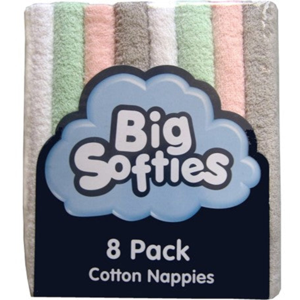 Big Softies Towelling Coloured Nappies 8 pk Girl Pastel