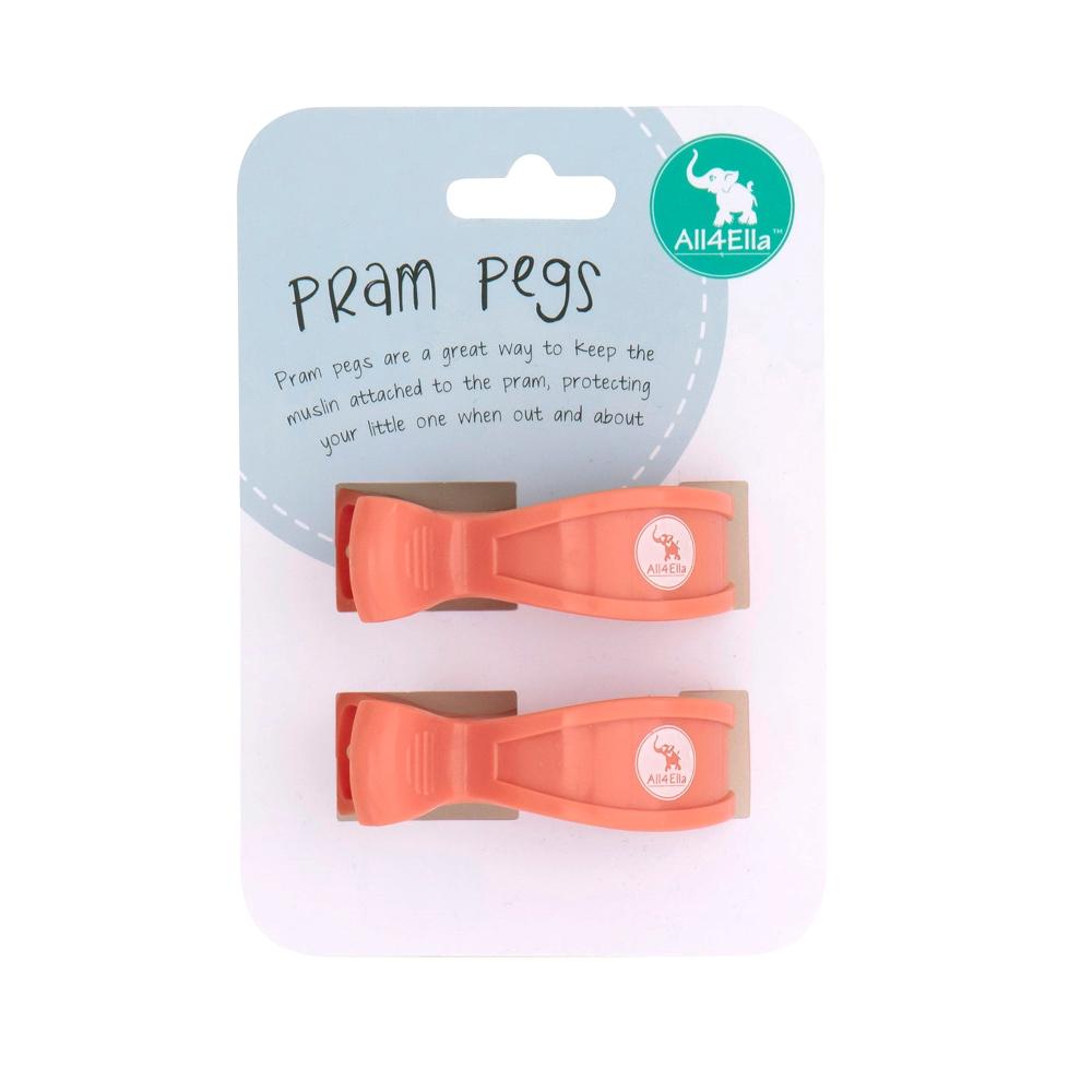 All4Ella Pram Pegs 2 Pack - Coral