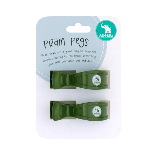 All4Ella Pram Pegs 2 Pack - Forest Green