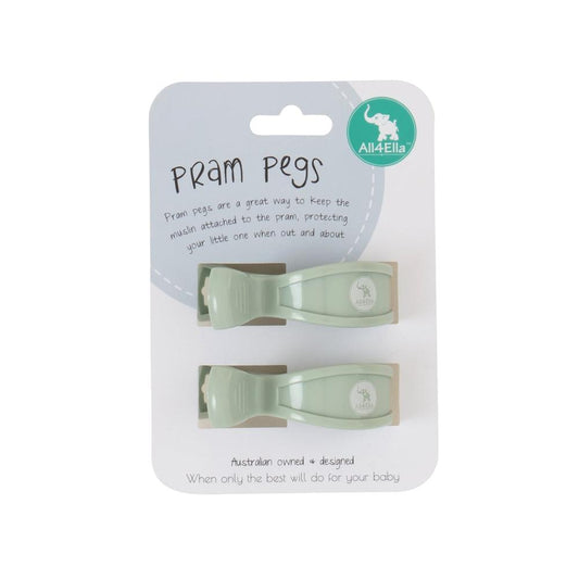 All4Ella Pram Pegs 2 Pack - Sage