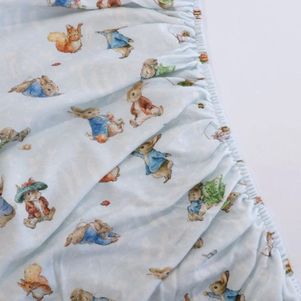 Bubba Blue Peter Rabbit Cot Fitted Sheet Peter Rabbit & Benjamin Bunny