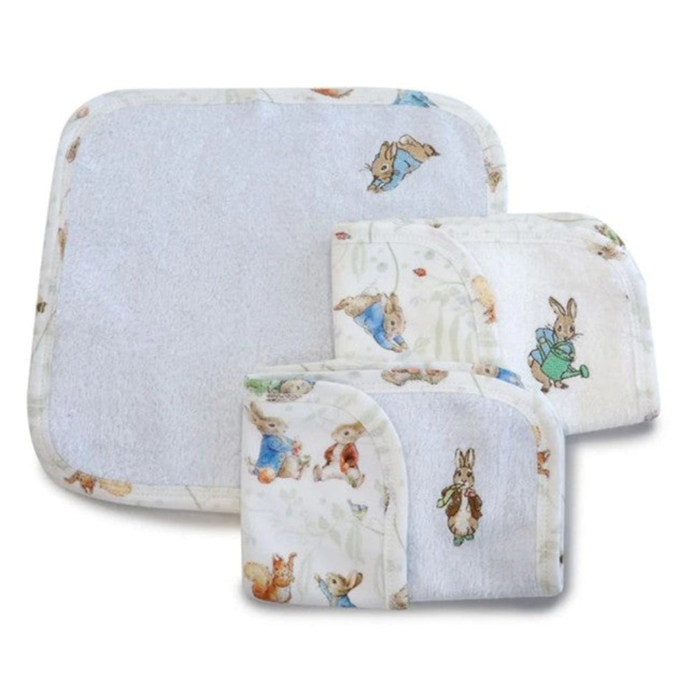 Bubba Blue Peter Rabbit Face Washers 3pk Peter Rabbit & Benjamin Bunny