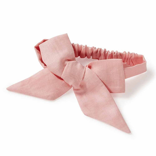 Snuggle Hunny Pre Tied Linen Bow - Baby Pink