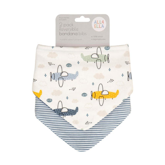 All4Ella Reversible Bandana Bibs - 2 pk - Planes