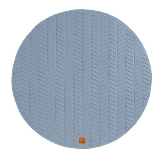 All4Ella Quilted Reversible Linen Play Mat - Slate Blue