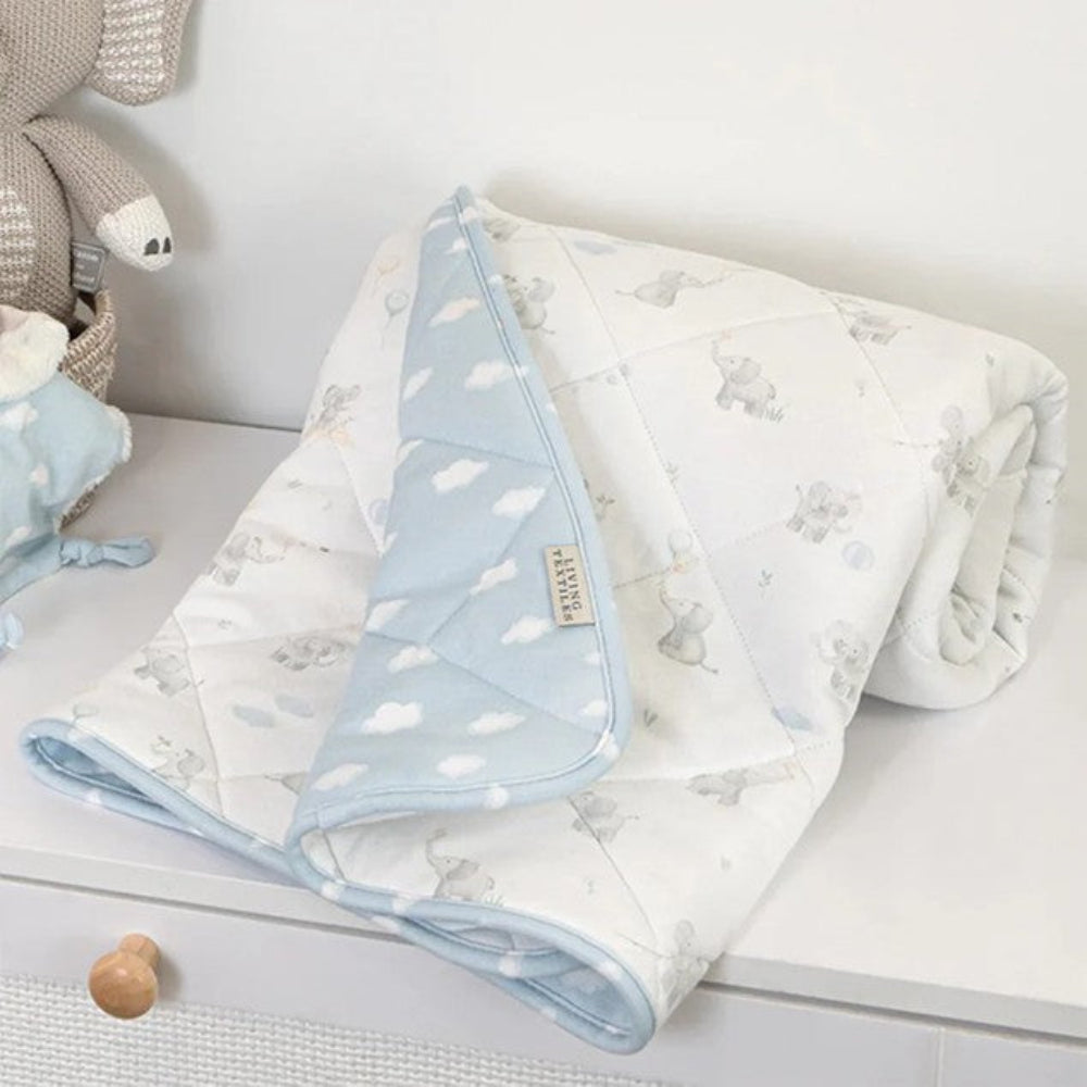 Living Textiles Reversible Jersey Cot Comforter - Elephant Playtime