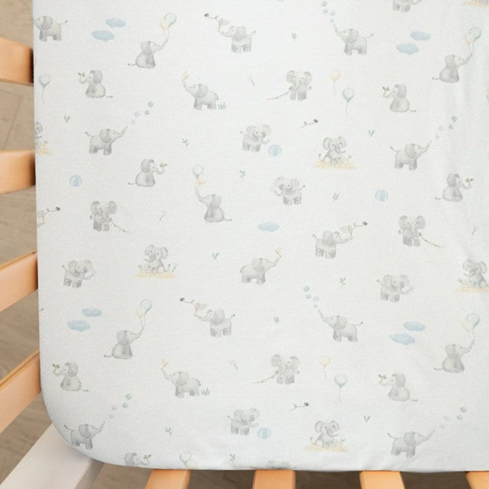 Living Textiles 2pk Jersey Cot Fitted Sheets - Elephant Playtime