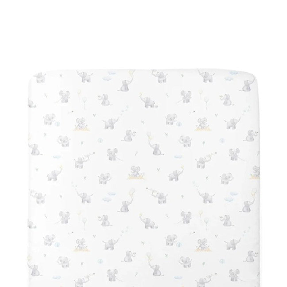 Living Textiles Port a Cot Fitted Sheet - Elephant Playtime
