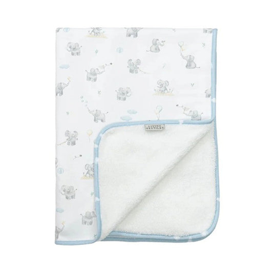 Living Textiles Jersey Sherpa Pram Blanket - Elephant Playtime