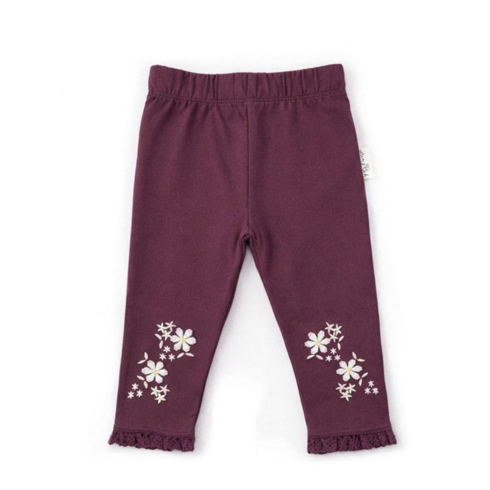 Aster + Oak Plum Embroidered Leggings