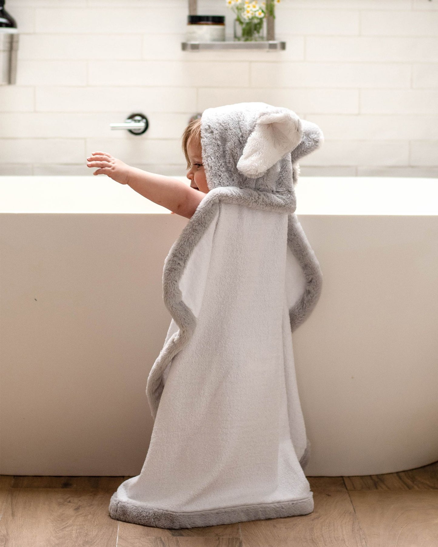 TLLC Plush Hooded Towel - Soft Grey