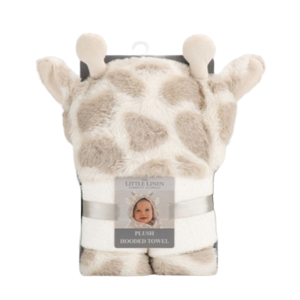 Little Linen Baby Plush Hooded Towel - Savanna Giraffe
