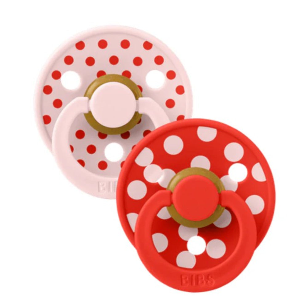 Bibs Soothers 2 pk Studio Polka - Blossom/Candy Apple