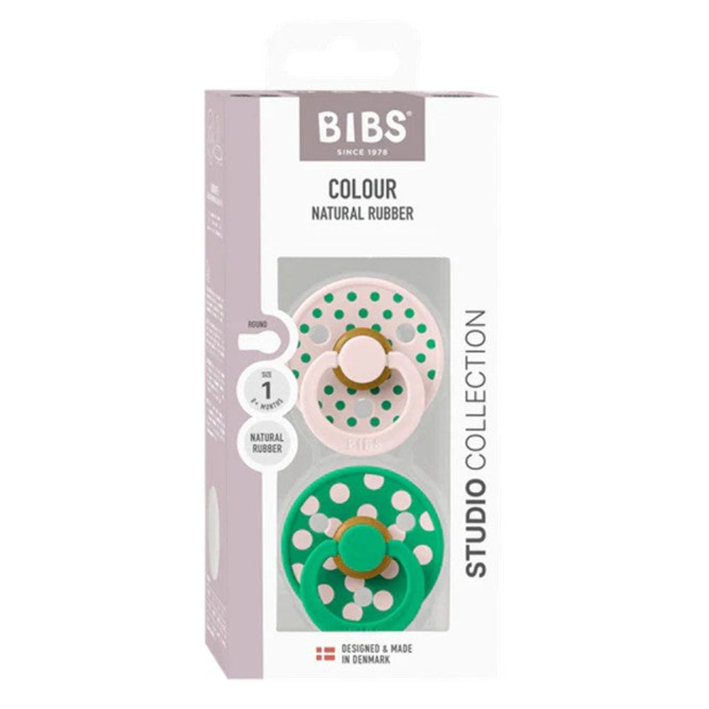 Bibs Soothers 2 pk Studio Polka - Petal/Cactus
