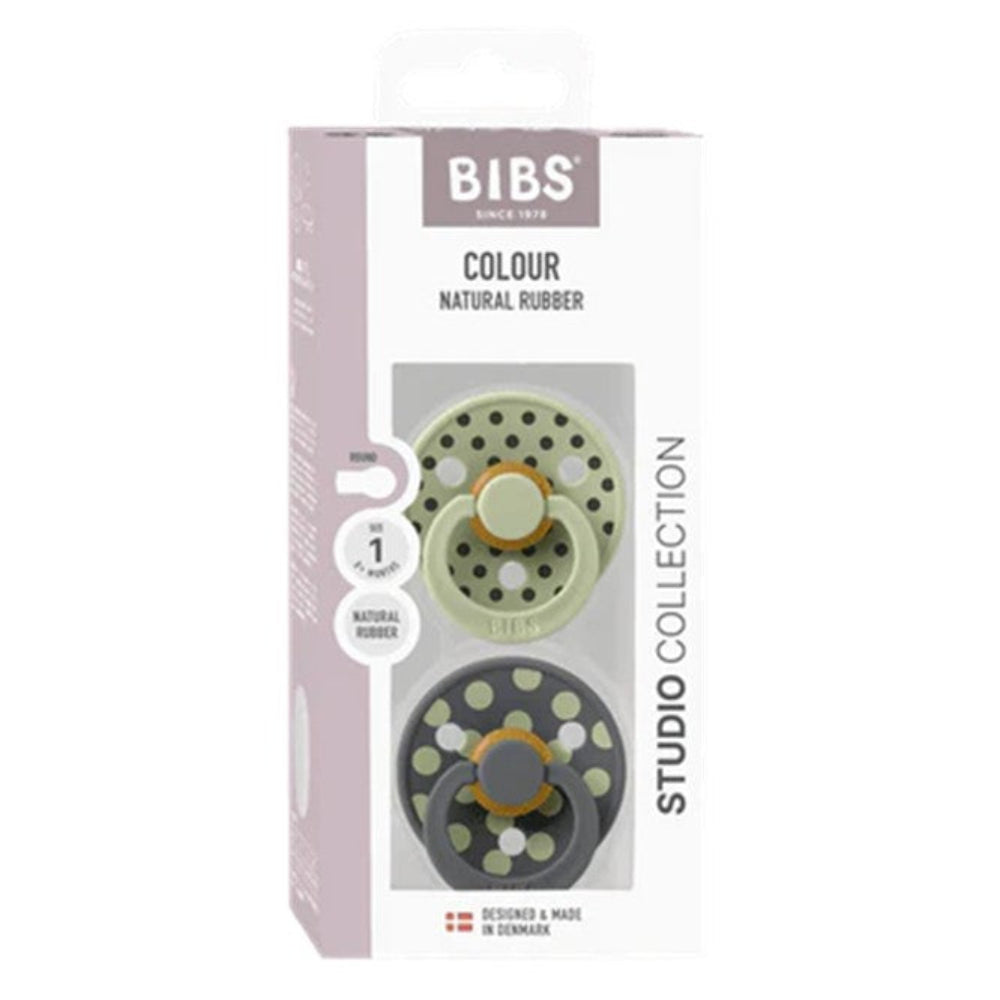 Bibs Soothers 2 pk Studio Polka - Sage/Iron