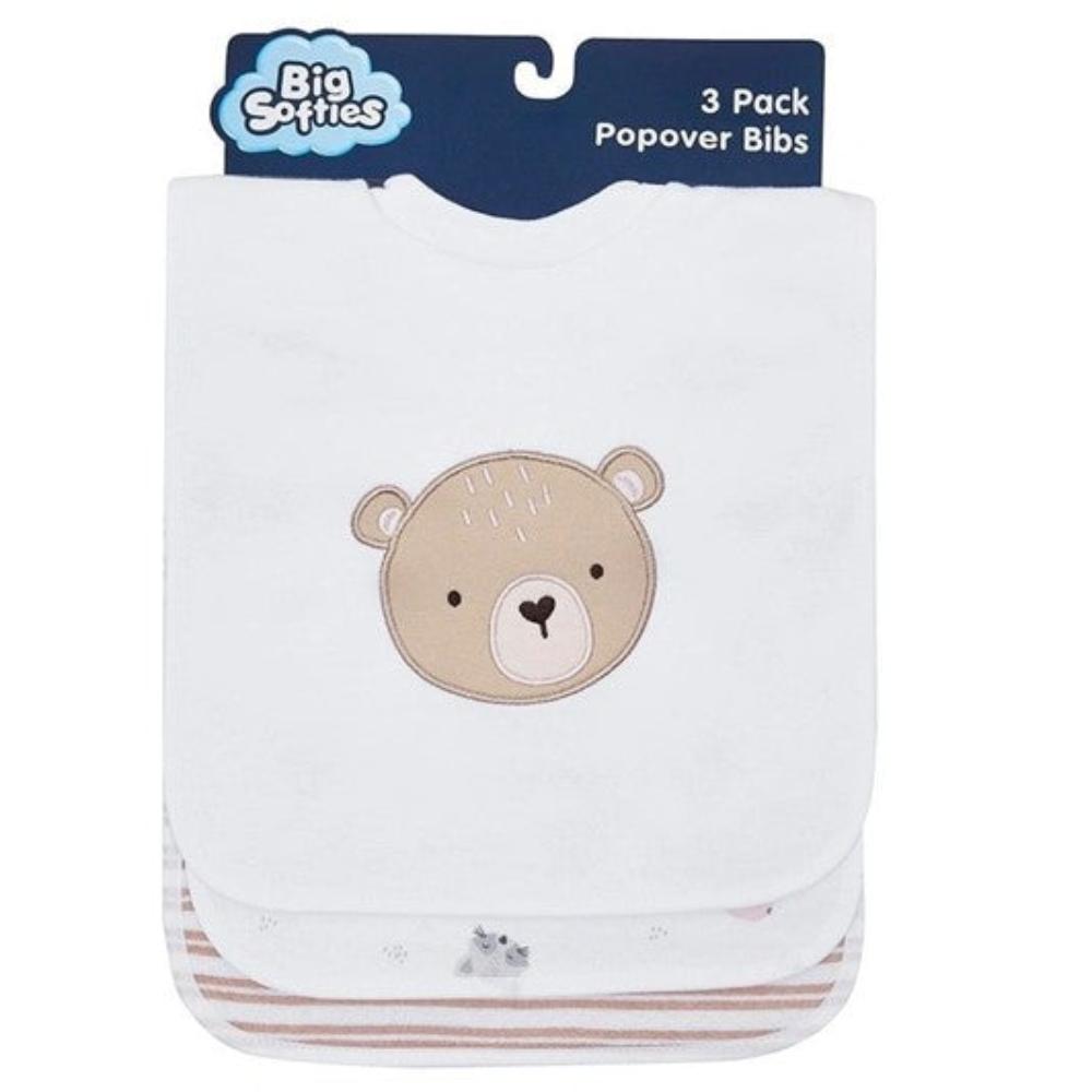 Big Softies Bib Popover 3 Pk - Bear