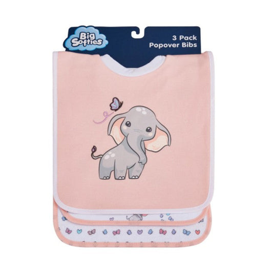 Big Softies Bib Popover 3 Pk - Elephant