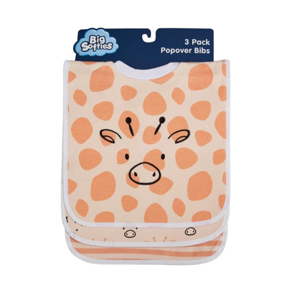 Big Softies Bib Popover 3 Pk - Giraffe