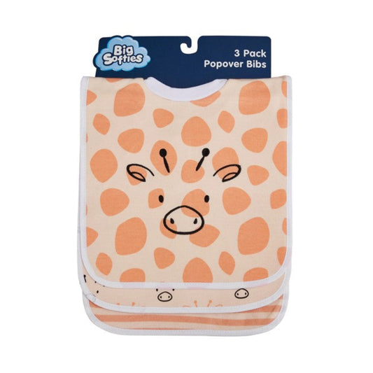 Big Softies Bib Popover 3 Pk - Giraffe