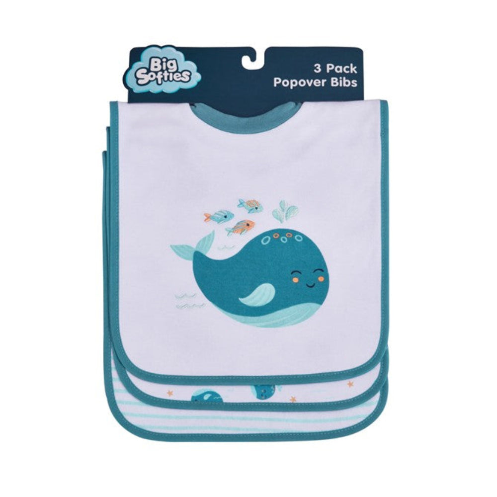 Big Softies Bib Popover 3 Pk - Whale
