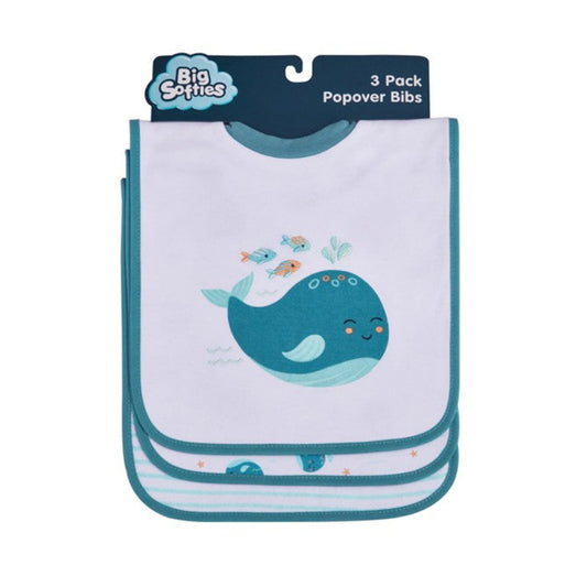 Big Softies Bib Popover 3 Pk - Whale