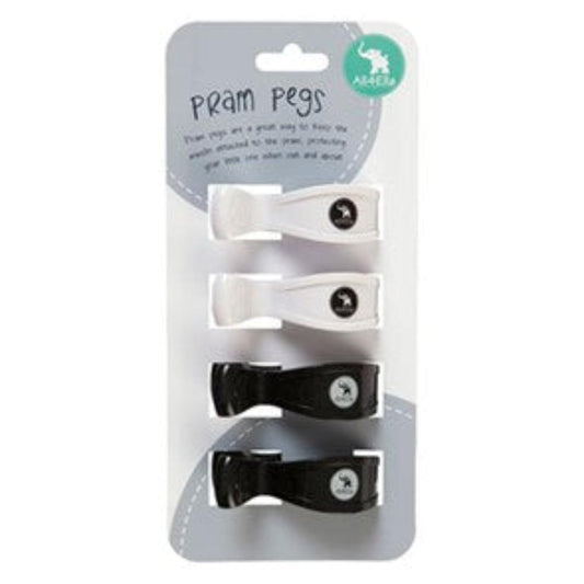 All4Ella Pram Pegs 4 Pack - Black/White