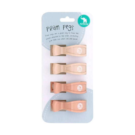 All4Ella Pram Pegs 4 Pack - Cream/Peach