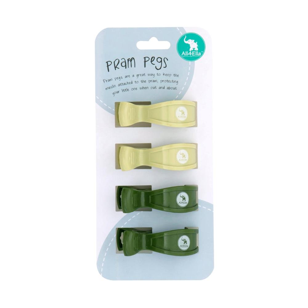 All4Ella Pram Pegs 4 Pack - Soft Lime/Forest